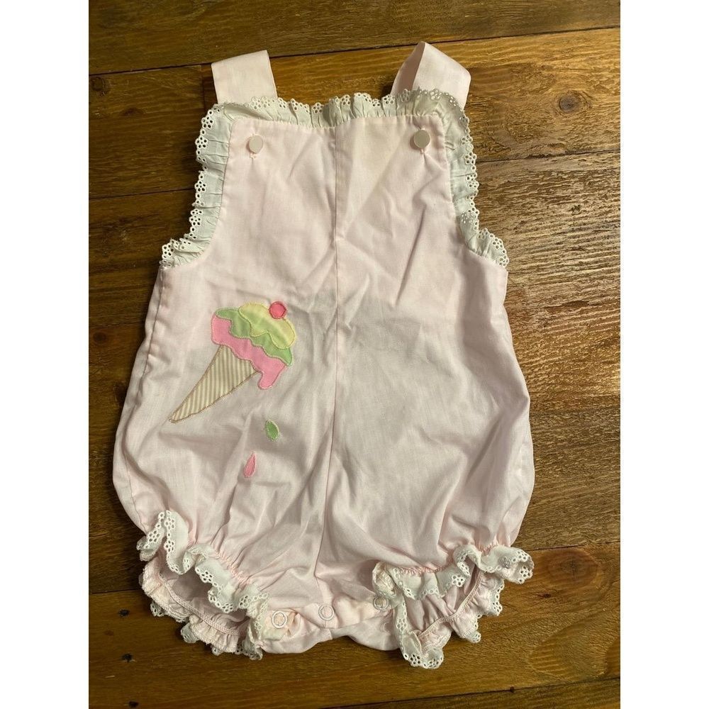 Betti Terrell 6-9 months baby baby outfit romper pink vintage ice cream lace